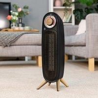 Russell Hobbs RHRETFH1002WDB Scandi Retro Tower Heater in Black & Wood, 20msq Room Size, 2000W Heater, Two Heat Settings, Built-in Thermostat, Overheat Protection