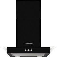 Russell Hobbs 60cm Flat Glass Cooker Hood, 3 Speed Settings, Washable Filters, ECO LED Lights, Low Noise, Extraction and Recirculation, Premium Push Button Controls, Black RHFGCH601B
