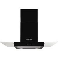 Russell Hobbs 90cm Flat Glass Cooker Hood, 3 Speed Settings, Washable Filters, ECO LED Lights, Low Noise, Extraction and Recirculation, Premium Push Button Controls, Black RHFGCH901B