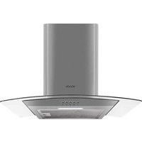 Abode Chimney Cooker Hood Stainless Steel 60cm Curved Glass Extractor Hood & Recirculation with 1x Carbon Filters, Wall Mounted Range Hood Extractor Fan, 3 Speed Settings, AGCH6031SS (Silver)