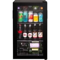 Kuhla Mini Fridge 93 Litre Undercounter Freestanding Beverage/Drinks Wine Fridge for Beer in Black, LED Light, Drinks & Snacks Glass Door, 3 Adjustable Shelves, Energy Efficient, K48BC101B