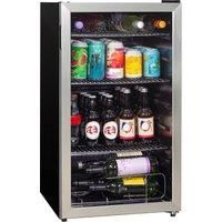 Kuhla Mini Fridge 93 Litre Undercounter Freestanding Beverage/Drinks Wine Fridge for Beer Stainless Steel, LED Light, Drinks & Snacks Glass Door, 3 Adjustable Shelves, Energy Efficient, K48BC101SS
