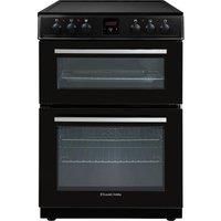 Russell Hobbs Electric Cooker 3 in 1 68L/37L Split Black Double Oven with 3 Shelves, Full-Size Grill Pan, 4 Zone Ceramic Hob, Energy Efficient, Up to 2 Years Guarantee, RH60EDOEH6011B