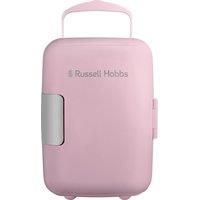 Russell Hobbs Mini Fridge 4L/6 Can Portable Mini Cooler & Warmer for Drinks, Cosmetics/Makeup/Skincare, AC/DC Power, Retro Style, Pink, For Bedroom, Home, Caravan, Car RH4CLR1001P