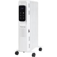 Russell Hobbs 2000W/2KW Oil Filled Radiator Digital 9 Fin Portable Electric Heater in White, Remote Control 3 Heat Settings, 24hr Auto Timer, Overheat Protection, 2 Year Guarantee RHOFR2009-D