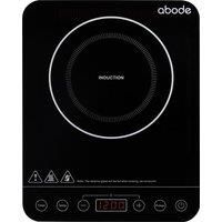 Abode Single Induction Hob Portable Digital Touch Control 2000W Double Electric Cooker, Plug In & Go 10 Heat Settings 3 Hour Timer Black with Child Safety Lock AINDH1002