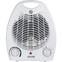 Abode Electric Fan Heater 2000W with 2 Heat Settings, Overheat Protection & Safety Tip Over Switch, Adjustable Thermosat & Cooling Only Setting, Portable & Lightweight White AFH1002 (White)