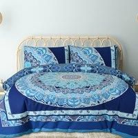 Printed Reversible Polycotton Paisley Mandala Duvet Cover With Pillowcases