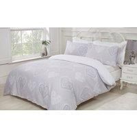 Decorative Hearts Bedding Plain White Reversible Duvet Cover and Pillowcase Set