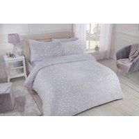 Sleepdown Polka Dot Foil Fleece Bedding Grey-Double Duvet Cover Set and Pillowcases