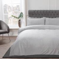 Matt Velvet Luxury Navy Blue Super Soft Plain Duvet Cover Set + Pillowcases King