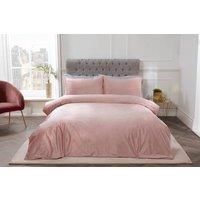 Sleepdown Matt Velvet Blush Pink Super Soft Easy Care Plain Duvet Cover Quilt Bedding Set with Pillowcases - King (220cm x 230cm)