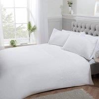 Sleepdown Pintuck Pleated Striped Panel White Luxury Easy Care Soft Cosy Duvet Cover Quilt Bedding Set with Pillowcases - King (220cm x 230cm)