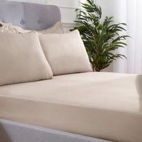 Sleepdown Super Soft Fitted sheet Polyester Plain Dye Natural Line Microfibre Super King Size (182cm x 200cm x 32cm)