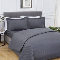 Microfiber Satin Stripe Complete Bedding Set Duvet Cover With Fitted Bedsheet