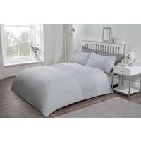 Sleepdown Lace Panel Band Border Silver Grey Luxury Soft Easy Care Duvet Cover Quilt Bedding Set with Pillowcases-Double (200cm x 200cm), Polyester