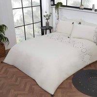 Sleepdown Luxury Boho Embroidered Panel Band Plain White Black Tassels Easy Care Soft Cosy Duvet Cover Quilt Bedding Set with Pillowcase-Single (135cm x 200cm), Polycotton