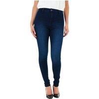 M17 Women Ladies High Waisted Denim Jeans Skinny Fit Casual Cotton Trousers Pants with Pockets (14, Dark Wash Blue)