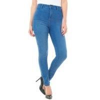 M17 Women Ladies High Waisted Denim Jeans Skinny Fit Casual Cotton Trousers Pants with Pockets (8, Mid Wash)