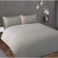 Sleepdown Ombre Metallic Deco Grey Scallop Luxury Soft Cosy Easy Care Duvet Cover Quilt Bedding Set with Pillowcases-Super King (260cm x 220cm), Polyester