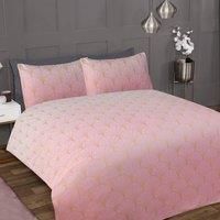 Sleepdown Ombre Metallic Deco Blush Pink Scallop Luxury Soft Cosy Easy Care Duvet Cover Quilt Bedding Set with Pillowcases - King (230cm x 220cm)