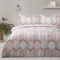 Geometric Metallic Marble Bedding Reversible Duvet Cover and Pillowase Set
