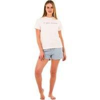 Stylish Pink & Grey Slogan Tee and Shorts Pyjama Set