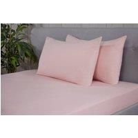 Sleepdown Fitted Sheet 100% Brushed Cotton Flannelette Luxury Bedding Soft Cosy 25cm 10" Bedsheet Bed Linen - Blush Pink - King
