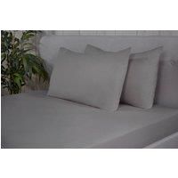 Sleepdown Fitted Sheet 100% Brushed Cotton Flannelette Luxury Bedding Soft Cosy 25cm 10" Bedsheet Bed Linen - Silver - Double