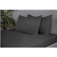 Sleepdown Fitted Sheet 100% Brushed Cotton Flannelette Luxury Bedding Soft Cosy 25cm 10" Bedsheet Bed Linen - Charcoal Grey - Double