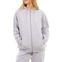 M17 Womens Ladies Recycled Zip Up Oversized Hoody Soft Casual Hooded Zipper Sweatshirt Top Long Sleeve with Pockets (L, Grey), 5056242846390