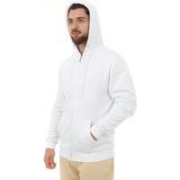 M17 Mens Recycled Zip Up Hoodie Casual Hooded Sweatshirt Hoody Zipper Plain Top Long Sleeve Jacket (S, White)