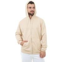 M17 Mens Recycled Zip Up Hoodie Casual Hooded Sweatshirt Hoody Zipper Plain Top Long Sleeve Jacket (S, Stone)