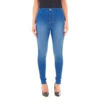 M17 Women Ladies High Waisted Denim Jeans Skinny Fit Casual Cotton Trousers Pants with Pockets (8, Bright Blue)