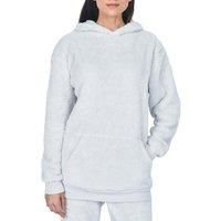 Sleepdown Womens Ladies Luxury Teddy Fleece Hoodie Sweatshirt Hooded Top Fluffy Warm Soft Cosy Pullover Jumper (XL, Grey)
