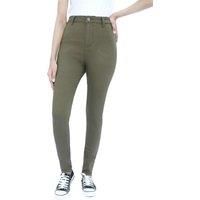 M17 Women Ladies High Waisted Denim Jeans Skinny Fit Casual Cotton Trousers Pants with Pockets (8, Khaki)