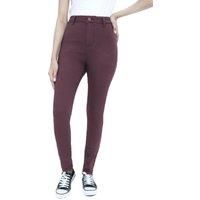 M17 Women Ladies High Waisted Denim Jeans Skinny Fit Casual Cotton Trousers Pants with Pockets (24, Berry)