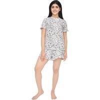 Casual Grey Leopard Print Frill Short Sleeve Tee & Shorts Loungewear Set