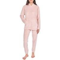 Sleepdown Womens Ladies 2 Piece Coral Fleece Hoodie And Jogger Set Warm Cosy Soft Loungewear - S - Pink