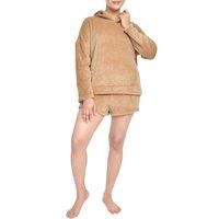 Sleepdown Women/'s Ladies Coral Fleece Hoodie and Short Loungwear Set, Toffee Brown, XL