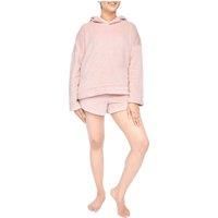 Sleepdown Women/'s Ladies Toffee Coral Fleece Hoodie and Short Loungwear Set, Pink, S