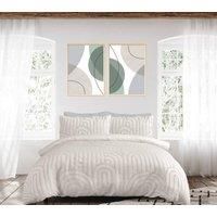 Sleepdown Geometric Textured Tufted Arch Natural Champagne Duvet Cover Quilt Pillow Cases Bedding Set Soft Easy Care - Single (135cm x 200cm) (5.05624E+12)