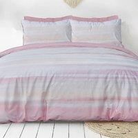 Sleepdown Ribbed Velvet Inky Wash Blush Pink Plain Reverse Duvet Cover Quilt Pillow Cases Bedding Set Soft Easy Care - King (230cm x 220cm)