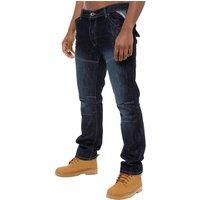 Enzo Men's Straight Leg Denim Jeans in Dark Blue | Size: 42R