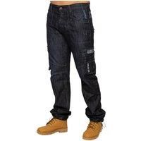 Enzo Mens Cargo Combat Jeans Trousers Casual Work Denim Pants All Waist Sizes DSW 34 Short Dark Blue