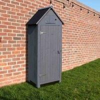 Airwave Outdoor Bideford Wooden Garden Tool Cabinet Shed, 3 Alternate Storage Spaces, Storage for Tools and Equipment, Wooden Latch (Grey)