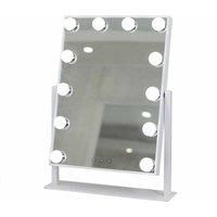 At Home Comforts Brigette Hardwood Portrait Mirror 12 Led Bulbs