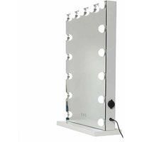 At Home Comforts Madeline Hardwood Portrait Mirror 15 Led Bulbs