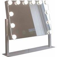 Vanity Makeup Mirror With Lights Bluetooth Speaker Square Dimmable 12 LED Bulbs