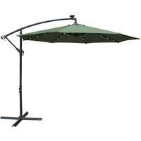 3M Banana Cantilever Parasol with LED Spot Lights, Outdoor Garden Crank Umbrella